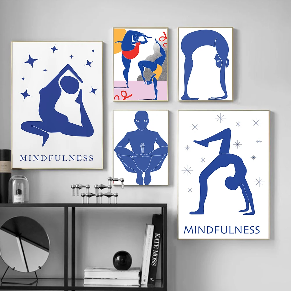 Home Gym Yoga - ホームエクササイズジムヨガポーズ抽象ポスターウォールアートミニマリストキャンバス絵画モダンスタジオリビングルーム北欧装飾