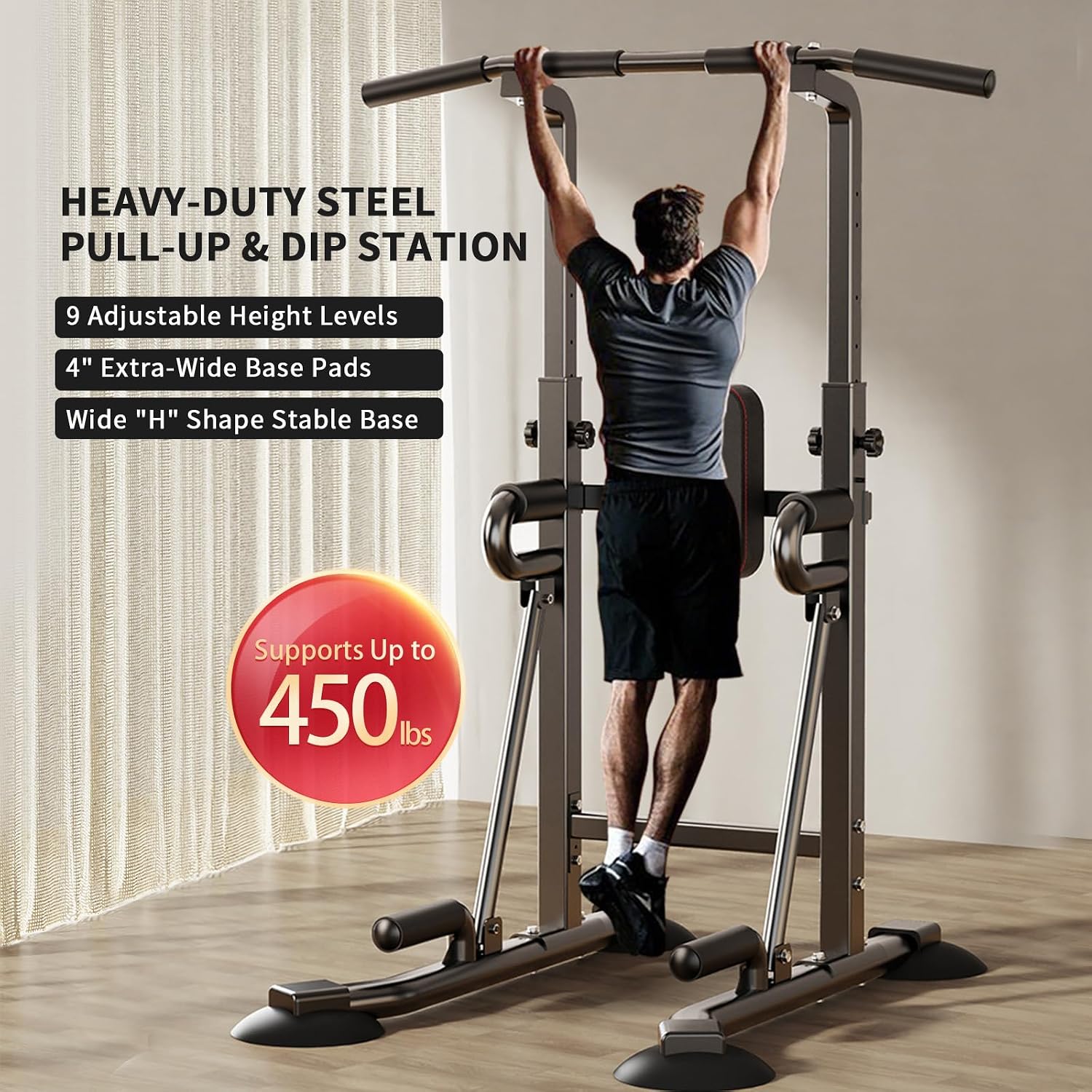 家庭用ジム向けのパワータワー・プルアップバー。自立式で多機能 - Leg Home Gym Workout のレビューと価格