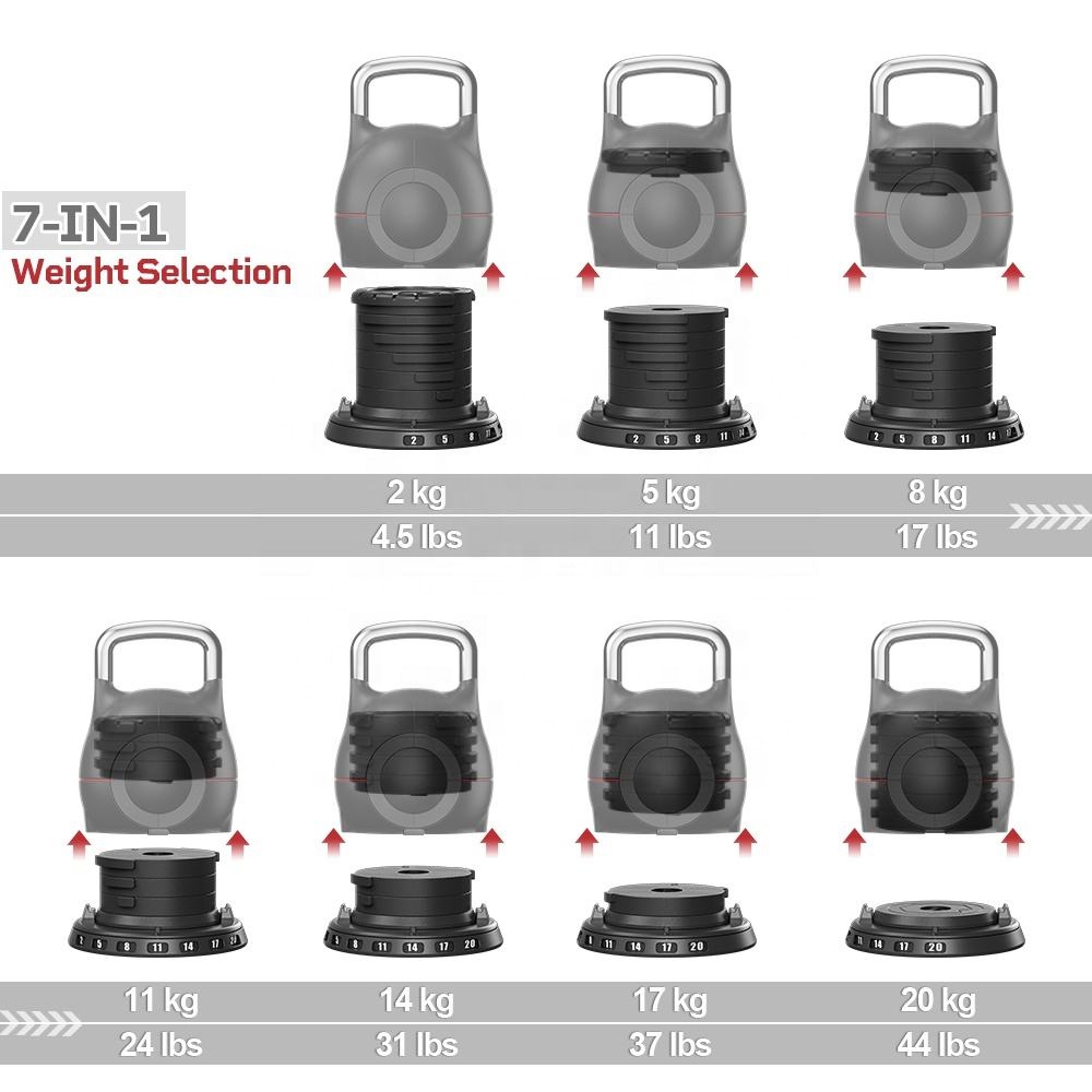 7種類の重さに調整可能なケトルベルグリップ、ダンベルウェイト - Home Gym Equipment Set のレビューと価格