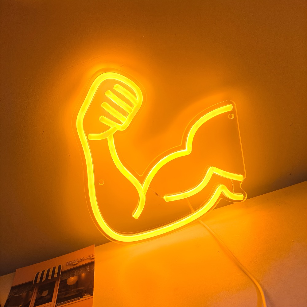 フィットネスモチベーションライト - マッスルネオンサイン  - Home Gym Neon Sign のレビューと価格